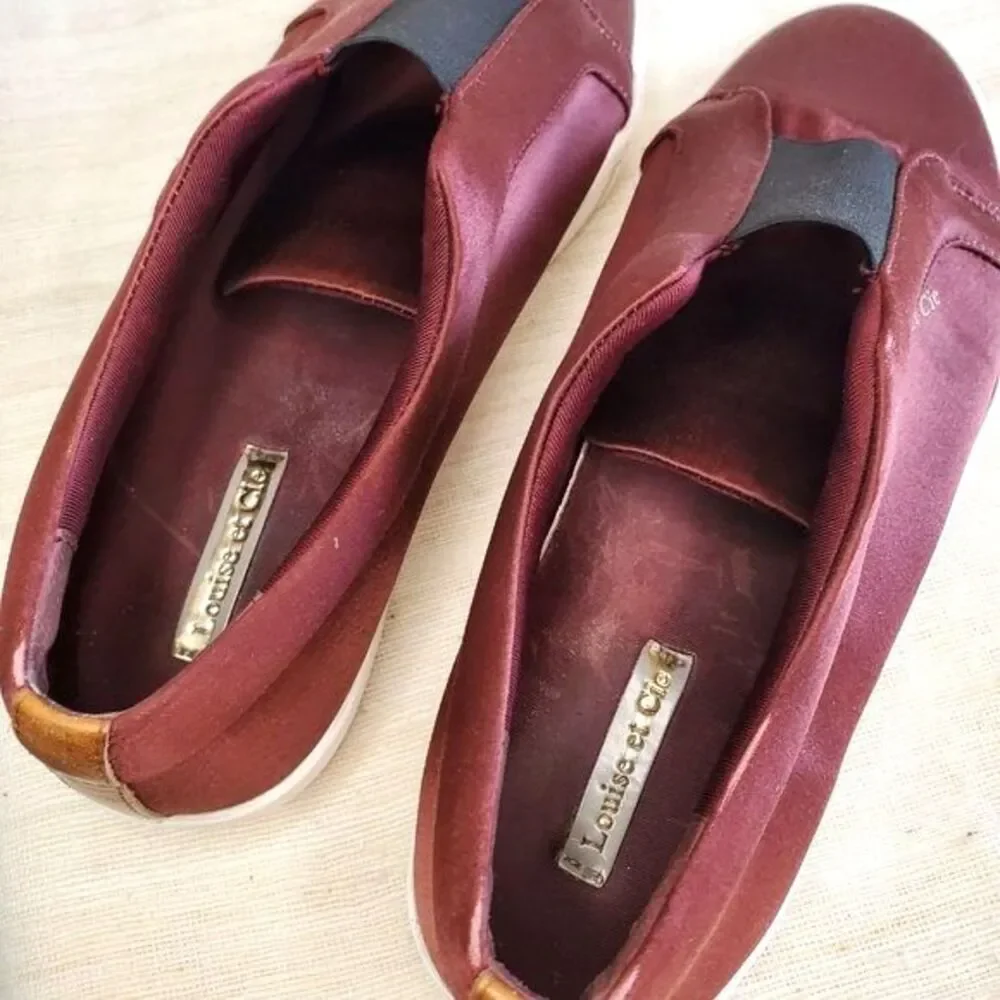 Louise Et Cie Lo-Bette  Burgundy Satin Sneakers Womens Flats Casual Street Sz 8 - Picture 7 of 10